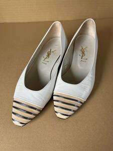 YVES SAINT LAURENT（イヴサンローラン） パンプス ローヒール ブランド 靴 白 レディース サイズ 36 1/2 ホワイト