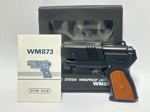 (83) SLIDING SYSTEM WINDPROOF LIGHTER WM873 日本製 ガスライター ピストル型 喫煙具 説明書 箱付き