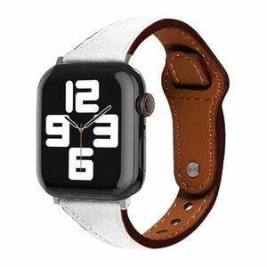 ★38mm~40mm|Apple Watch|革バンド|ホワイト★ レザー/スリム/ユニセックス/本革/ベルト/おしゃれ/スタイリッシュ [匿名配送 毎日発送]