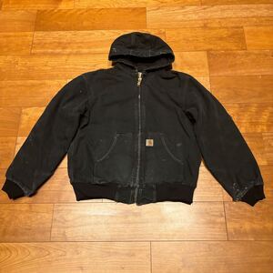 USA製 黒 フェード ボロ 00s Carhartt J140 BLK アクティブジャケット ダック フルジップ パーカー ビンテージ カーハート メキシコ製 usa