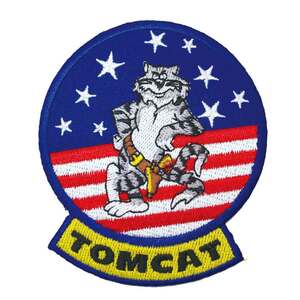★新品 ミリタリー CAT ネコ F-14 アメリカ海軍 戦闘機 ワッペン アイロン 簡単貼り付け アップリケ 刺繍