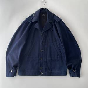 A.P.C. size/3 (kb) アーペーセー ミリタリージャケット 大きめ ビッグ ルーズ ブルゾン インディゴブルー コットン 日本製 ARMY JACKET