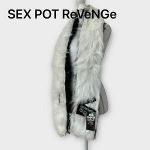 SEX POT ReVeNGe セックス ポット リベンジ マフラー フェイクファー リバーシブル バイカラー PUNK 原宿 未使用品 デッドストック