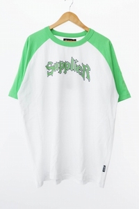 SUPPLIER サプライヤー Iron Logo Raglan Tee アイアン ロゴ ラグラン 半袖 Tシャツ XL 緑 グリーン ブランド古着ベクトル 中古●240911 メ