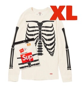 即発送 XL 24FW Supreme Hanes Bones Thermal Crew Natural シュプリーム ヘインズ ボーンズ サーマル クルー 長袖 ロンT Small Box Logo