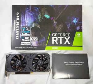 【中古】玄人志向 GG-RTX3060-E12GB/OC/DF (GeForce RTX 3060 12GB) LHR対応版