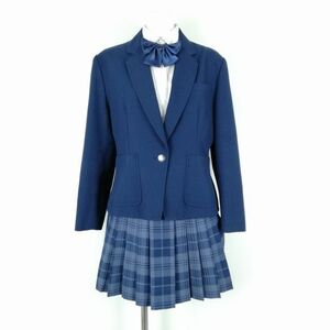 1円 ブレザー ミニスカート リボン 上下4点セット 指定 165A トンボ 冬物 女子 学生服 神奈川秦野曽屋高校 花紺 制服 中古 ランクC NA8973