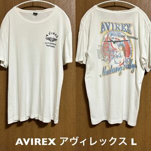 Lサイズ！AVIREX アヴィレックス 古着半袖Tシャツ ミリタリー ピンナップガール 白 6183235 ミリタリー アメカジ古着