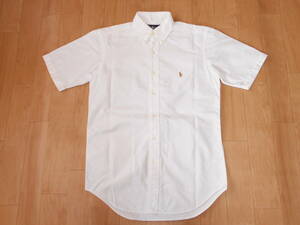 ☆ラルフローレン.BLAKE　半袖BDシャツ　オックスフォード風合い無地白ホワイト サイズS大き目 アクティ21社8090’ｓオールドヴィンテージ