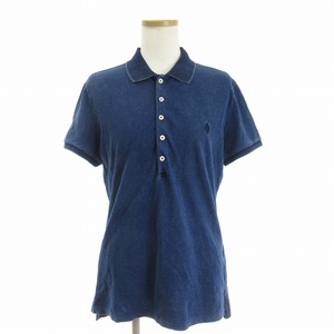 ポロ ラルフローレン POLO RALPH LAUREN ポロシャツ カットソー 半袖 鹿の子 コットン 刺繍 ポニー 211505654102 青 L レディース