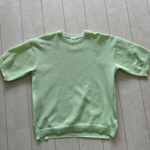 エディフィス M ニットTシャツ 半袖Tシャツ グリーン EDIFICE 透かし編み シアーシャツ オリーブ 緑 スポンディッシュ リラックス クルー