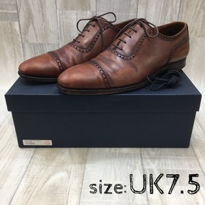 KZ1152★Crockett&jones : Albany ストレートチップシューズ★UK7.5D★ブラウン系 クロケット＆ジョーンズ アルバニー