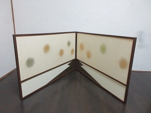 I10918 【 美品 茶道具 桑枠 利休梅 上透 腰風炉先屏風 両面使い 裏松葉 箱無 】 検) 茶室道具 炉風炉兼用 間仕切り 衝立 結界 和家具 ⅵ