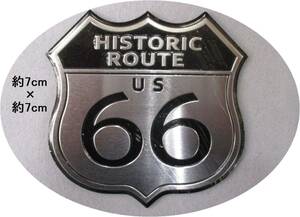 【新品・即決】 ルート66 ROUTE66 バイク カー用品 ハーレー アルミニウム ステッカー 7cm タンク ボディ ガラス