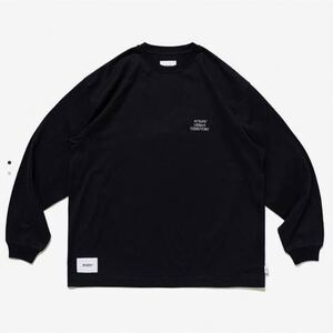 新品 WTAPS 23AW AII 02 COTTON WUT ロゴ刺繍 ロングスリーブ 長袖 Tシャツ ロンT 03 ブラック ダブルタップス