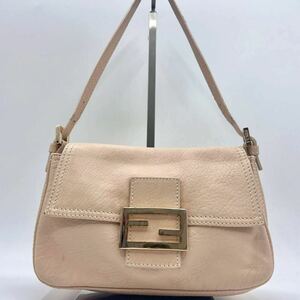 1円◎極美品◎FENDI フェンディ ハンドバッグ ワンショルダー マンマバケット 肩掛け可 調整可 オールレザー 本革 FFロゴ ゴールド金具 