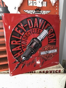 ハーレー ダビッドソン エンボス看板 プラグ サイン HARLEY DAVIDSON 看板 アメリカン雑貨 アメ雑