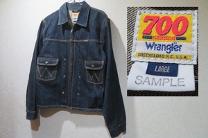 サンプル品　700SERIES　ラングラー　wrangler　濃紺　デニムジャケット　Gジャン　フルジップ　SAMPLE品 700シリーズ　試着のみ美品