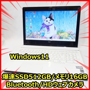 Windows11 爆速SSD512GB メモリ16GBだからサクサク♪NEC HDウェブカメラ Bluetooth DVD 管番：314