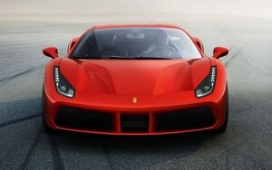 フェラーリ F488 GTB レッド 絵画風 壁紙ポスター 特大ワイド版921×576mm（はがせるシール式）006W1