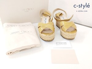 I664 [春夏物][人気] JIMMY CHOO ジミーチュウ ウェッジサンダル 34 イエロー イタリア製 レディース | G★