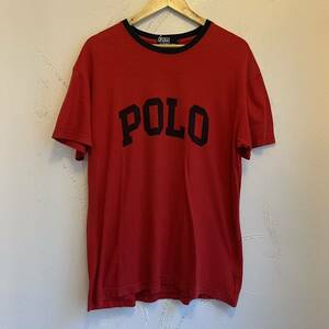 90s ralphlauren リンガーTシャツ　L/ラルフローレン 赤