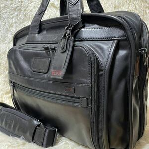 極美品 大容量 ●TUMI トゥミ ビジネスバッグ ブリーフケース 2way オールレザー 本革ブラック 黒 アルファ ALPHA ショルダー A4 PC収納可