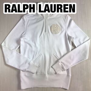 RALPH LAUREN ラルフローレン スエット S ホワイト ロゴワッペン 背番号 ジャージ ハーフジップ