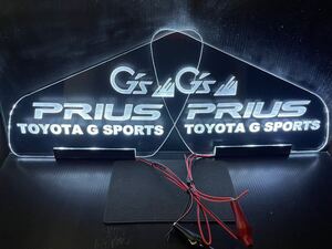 プリウス 30系 （PRIUS）Ｇ’ｓ TOYOTA Ｇ ＳＰＯＲＴＳ ホワイト LED 三角窓 エンブレム 光るパネル・左右セット