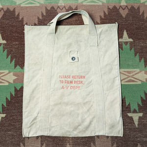 60s 【プリント入り】 Canvas Zip Tote Bag / 60年代 キャンバス トート バッグ ジッパー付き クラッチ ハンドバッグ ビンテージ 50s70s