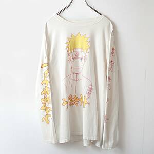 00s NARUTO うずまきナルト アニメ 袖プリント 長袖 Tシャツ 古着 used