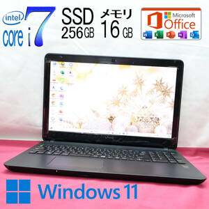 ★美品 最上級4世代i7！SSD256GB メモリ16GB★VJF152C11N Core i7-4510U Webカメラ Win11 MS Office2019 Home&Business ノートPC★P73199