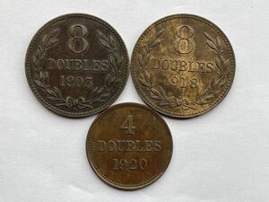 39、ガーンジー　1903・1918・1920年　3枚　外国コイン　外国銅貨　古銭　貨幣