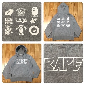 BAPE logo プルオーバー パーカー Sサイズ グレー a bathing ape BAPE pullover hoodie エイプ ベイプ アベイシングエイプ y5al