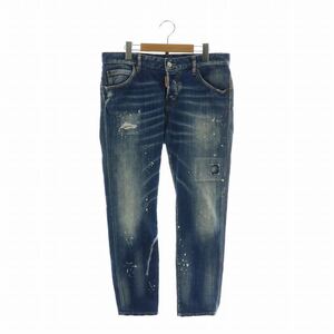 DSQUARED2 Cool Girl Jean デニムパンツ ジーンズ テーパード ダメージ加工 ペイント加工 ボタンフライ 42 L インディゴ 青