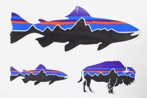 パタゴニア ステッカー フィッツロイ 3種セット PATAGONIA FITZROY STICKER トラウト バイソン SET 魚 鱒 釣 シール カスタム デコ 新品