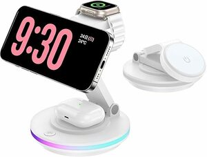 未使用 3種類同時充電 ワイヤレス充電器 MagSafe iphone AppleWatch AirPods 旅行 apple