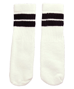 SkaterSocks ベビー キッズ 赤ちゃん 子供 ロングソックス 靴下 Kids White tube socks with Black stripes style 2 (10インチ)