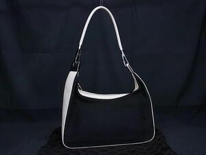 1円 ■美品■ GUCCI グッチ 001 3812 002122 インターロッキングG キャンバス×レザー ハンドバッグ ブラック系×アイボリー系 CB1969