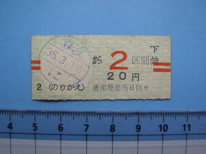 切符 鉄道切符 軟券 乗車券 難波 → 2区間 20円 35-3-16 (Z282)