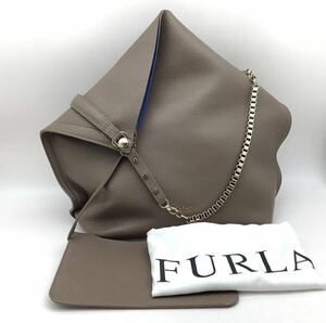 FURLA フルラ ロゴ チェーン スタッズ ショルダーバッグ トートバッグ レザー トープ 保管袋 ポーチ