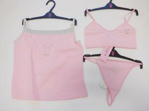 福袋 PLAY BOY プレイボーイ ピンク PINK 下着 キャミソール Tバック パンツ 勝負 ショーツ Sサイズ 3点セット