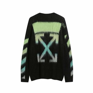 Off-White オフホワイト クルーネック セーター DIAG BRUSHED MOHAIR CREWNECK 長袖 ニット ユニセックス グリーン Lサイズ