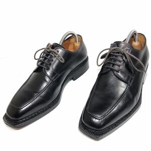 【サントーニ】本物 Santoni 靴 25cm 黒 Uチップ ビジネスシューズ 外羽根式 本革 レザー 男性用 メンズ 6