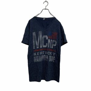 Next Level 半袖 プリントTシャツ S ネイビー Vネック MCNP 星条旗 古着卸 アメリカ仕入 a603-5456