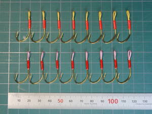 丸せいご １７号 (金・ひねり)　＊横アイ（スプーン用）２色　１６本セット①　＊送料無料　（シングルフック・スイミングフック）