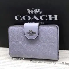 C5896 COACH 折り財布 エンボス シグネクチャー パープル 新品⑥