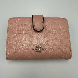 COACH コーチ エナメル 二つ折り財布 ピンク