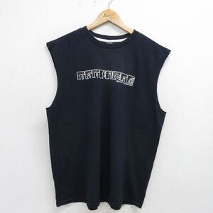 XL/古着 ノーティカ ブランド ノースリーブ Tシャツ メンズ 00s ビッグロゴ 大きいサイズ コットン クルーネック 紺 ネイビ