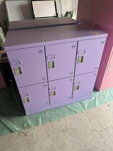 特注 韓国系 パープルロッカー 紫 塗装品 ロータイプ 3列2段:深型 鍵付き 引手 棚板付 下駄箱 アール・エフ・ヤマカワ カフェ kpop cafe